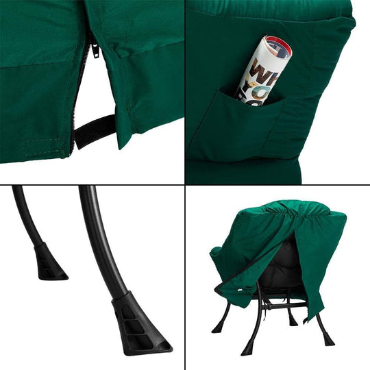 Modern Fabric Large Lazy Chair, Accent Oversized Comfy Reading Chair, Thick Padded Cozy Lounge Chair with Armrest, Steel Frame Leisure Sofa Chair for Living Room, Bedroom, Dorm, Green